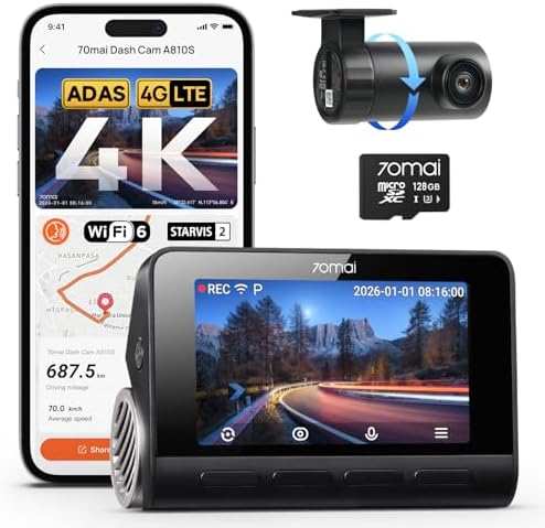 70mai 4K Dash Cam Front and Rear, STARVIS 2 IMX678, 4K+1080P Dual...