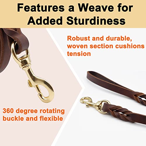 Leather Dog Leash 5ft for Small Dogs,Braided Leather Leash and Dog Collar Set,Strong Dog Training Leash,Soft Comfortable Dog Training Leather Leash and Dog Walking Leash for Small Dogs Brown Leather Dog Leash 5ft for Small Dogs,Braided Leather Leash and Dog Collar Set,Strong Dog Training Leash,Soft Comfortable Dog Training Leather Leash and Dog Walking Leash for Small Dogs Brown