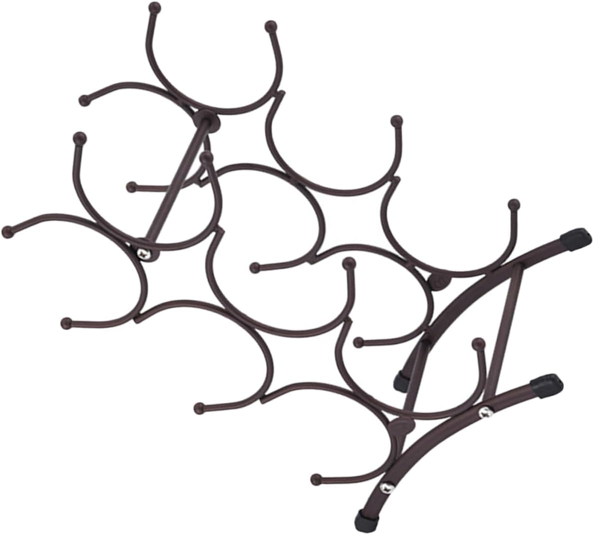 Vintage Style 6-Bottle Metal Wine Rack Detachable Iron Wine Holder Matte Antique Copper Finish for Home Dining Room and Storage