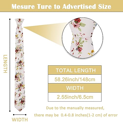 Image of Mantieqingway Men's Cotton Floral Neck Tie 2.56'' Printed Skinny Tie