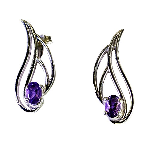 Améthyste boucles d'oreilles argent ovale cadeau de naissance février