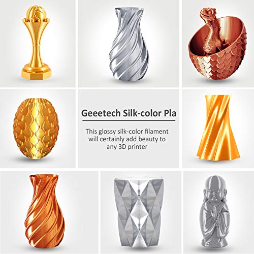 Geeetech Silk PLA Filament 1.75mm for 3D Printer , Metal-Like Shiny Consumable 1kg (2.2lbs) 1 Spool, Dimensional Accuracy +/- 0.03 mm,Metallic Copper