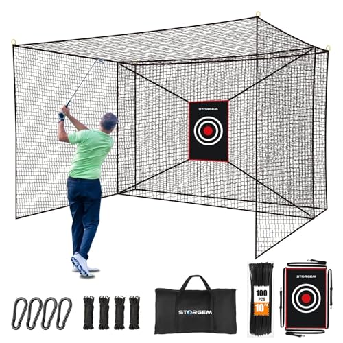 Storgem Golf Batting Cage Net with Extra Striking Net, Frame NOT Included, Heavy Duty Golf Hitting...