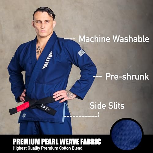 Elite Sports BJJ GI for Men IBJJF Kimono BJJ Jiujitsu GIS W/Preshrunk Fabric & Free Belt (See Special Sizing Guide)