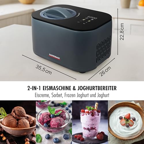 GASTROBACK Mini Eismaschine mit Kompressor 2-in-1 Eis und Joghurtmaschine für Zuhause 100 Watt Eiscreme Maschine/Ice Cream Machine und Joghurt Maker Yogurt, Sorbet und Speiseeisbereiter für Profi – Bild 3