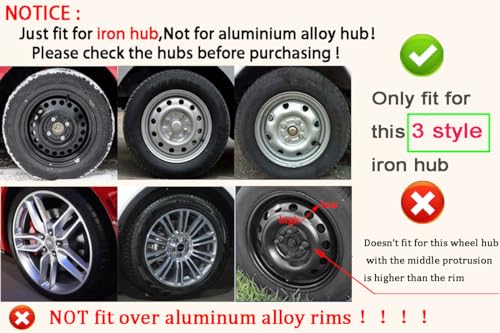 Hubcap Wheel Cover Replacement R15 Hub Caps Universal Wheel Rim Cover ABS Material Exterior Accessories for Car Trunk SUV -Set of 4 (15-Inch, Silver-Black) - Image 5