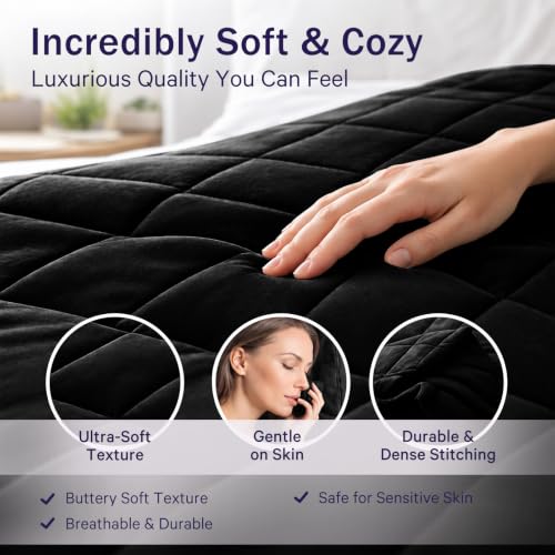 Image of Weighted Blanket for Adults 20lbs, 78 inchx86 inch, King Size Cooling Heavy Throw Blanket for 180-220lbs, Microfiber Soft Thick Big Blankets Weighted Comforter Breathable Gift for Sleeping, Black