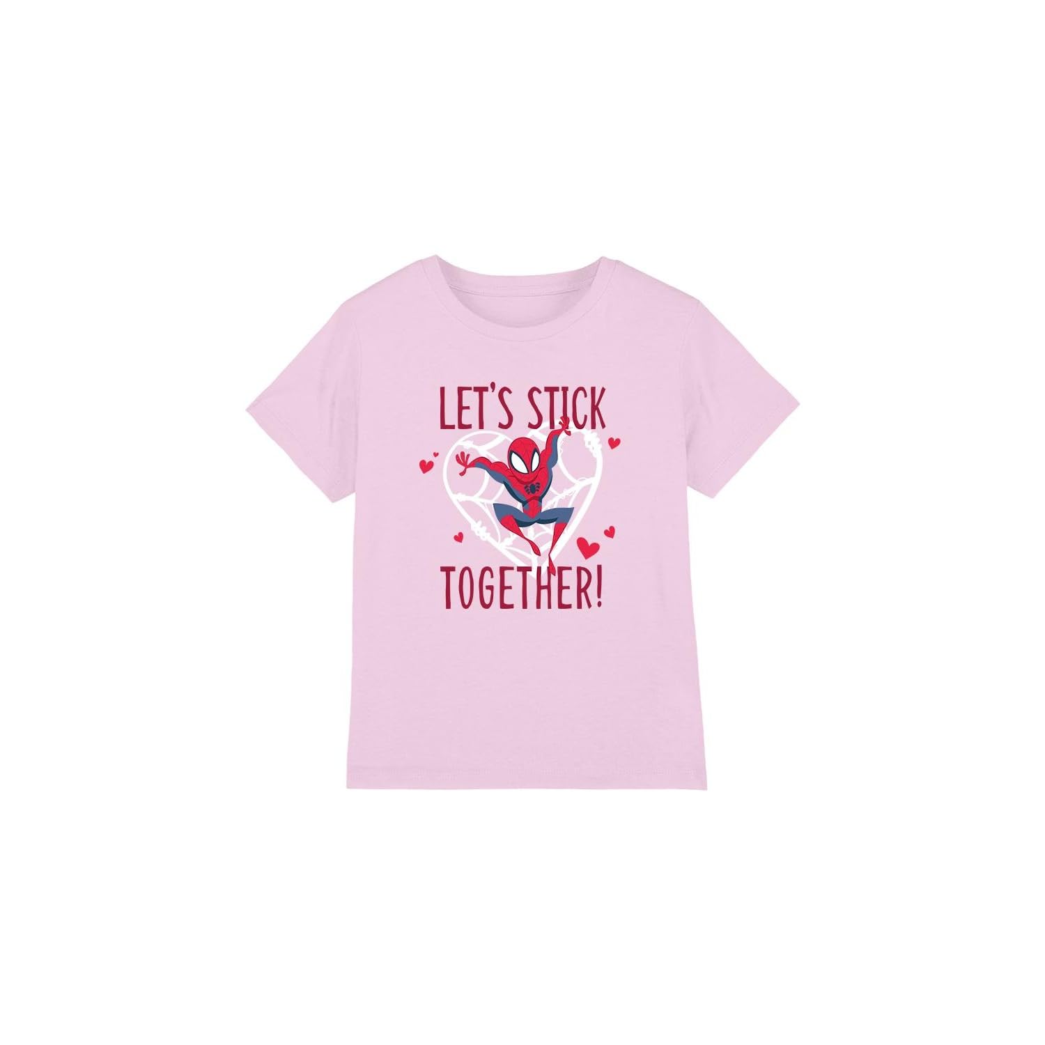 Marvel Girls Pink Spiderman Valentine's Day Stick Together T Shirt, 9-10 Years