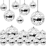 24 Pcs Mirror Disco Ball Hanging, Silver Glass Decor, Disco Party Decorations Ornament for Holiday Party Decor with Rope (2.4 Inch, 2 Inch, 1.6 Inch, 1.2 Inch)