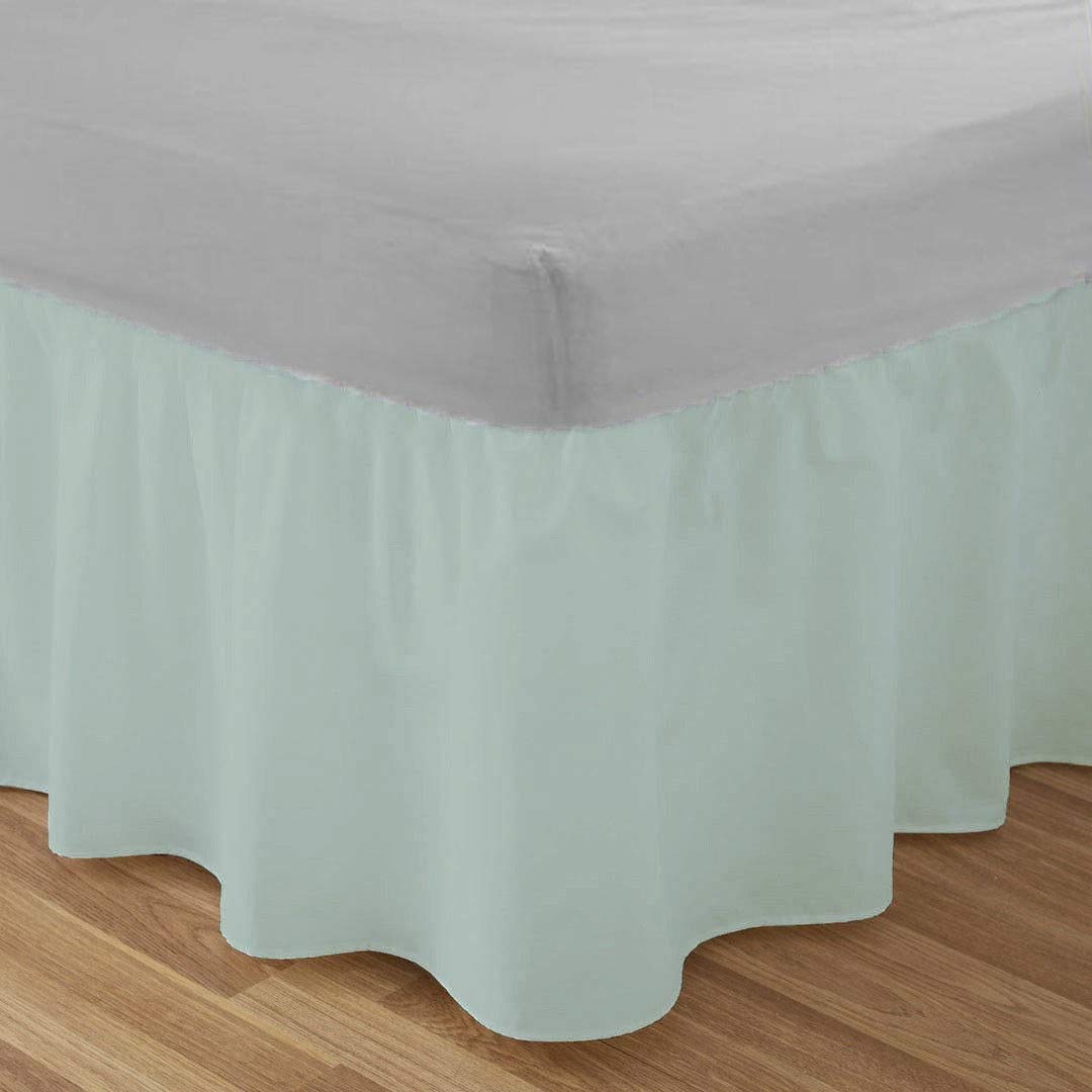 Select-ed® Luxury Poly Cotton Frilled Platform Base Valance Sheets OR Pillow Cases Available (Duck Egg, Double)