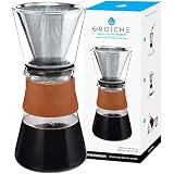 GROSCHE Amsterdam Craft Pour over coffee maker with removable glass top, removable coffee pot, and p