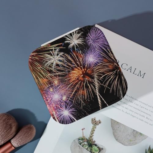 Boîte à bijoux en cuir PU doublure flanelle Explosion Firework - 5
