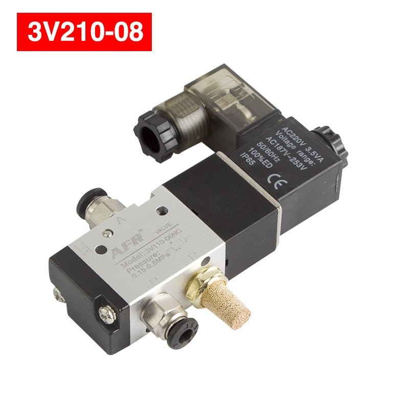 1 válvula solenoide 3V110-06 NO NC de 3 vías, CC 12 V, 24 V, CA 110 V, 220 V, válvula de control de aire neumática, válvula magnética de gas eléctrica, cuerpo de aluminio(3V110-06 NO,AC 110V)