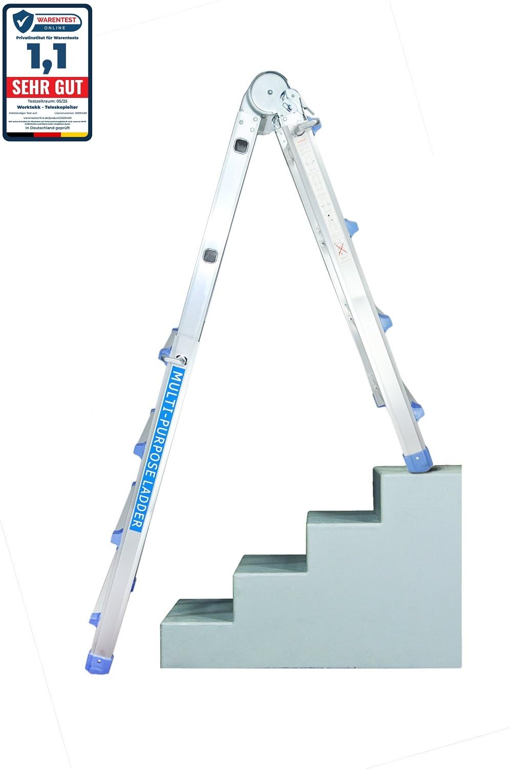 Échelle télescopique professionnelle en aluminium, avec 4/7/14 marches, escabeau transformable pour peinture, échelle multifonction