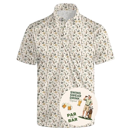 Xdceu Men's Par Then Bar Golf Polo Shirt Funny Golf Shirt for Men
