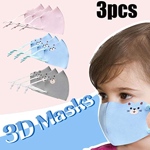 Kit 3 PCS Máscara Infantil Reutilizável- Máscara Infantil Proteção Lavável Face Shield para Menina e