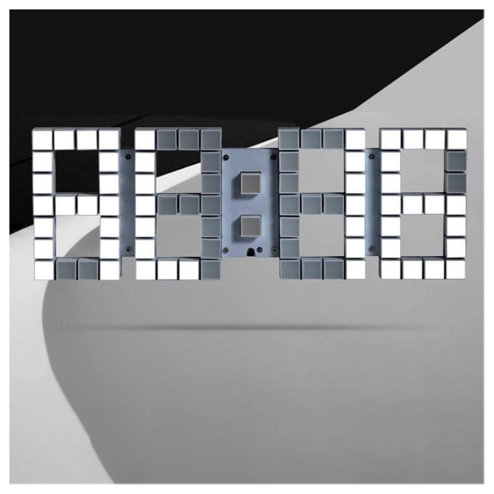 Wall Clocks Digital Wall Clock LED 3D Working Day Alarm Clock, Mute Plastic Dimmable Snooze Function Temperature Display Home Office Modern Nightlight (Including Remote Control)Multiple Colors Availab