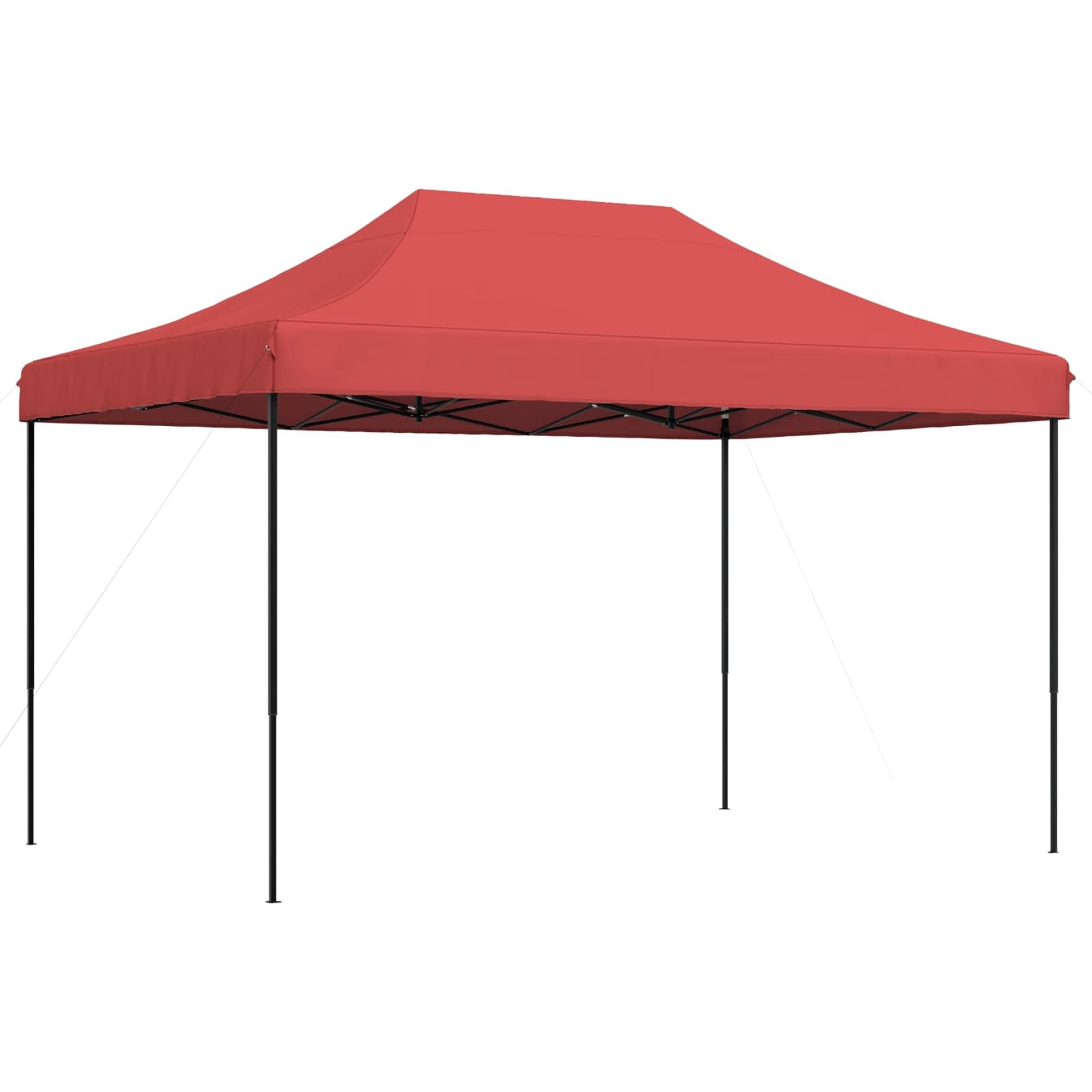 Namiot imprezowy bordowy, 279 x 410 x 315 cm, składany, z tkaniny Oxford, malowana proszkowo rama stalowa, odporna na warunki atmosferyczne, stabilna ochrona przed słońcem do ogrodu, na