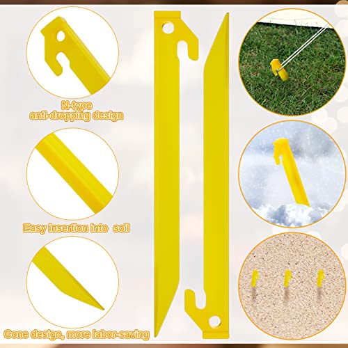 36 Pcs Plastic Tent Stakes 9 Inch Heavy Duty Tent Pegs Spike Hook Stakes Light Safe Tent Stakes Canopy Stakes For Valentines Halloween Christmas Garden Decorations Camping Outdoor Lawn Tarp(Yellow) #TOP2