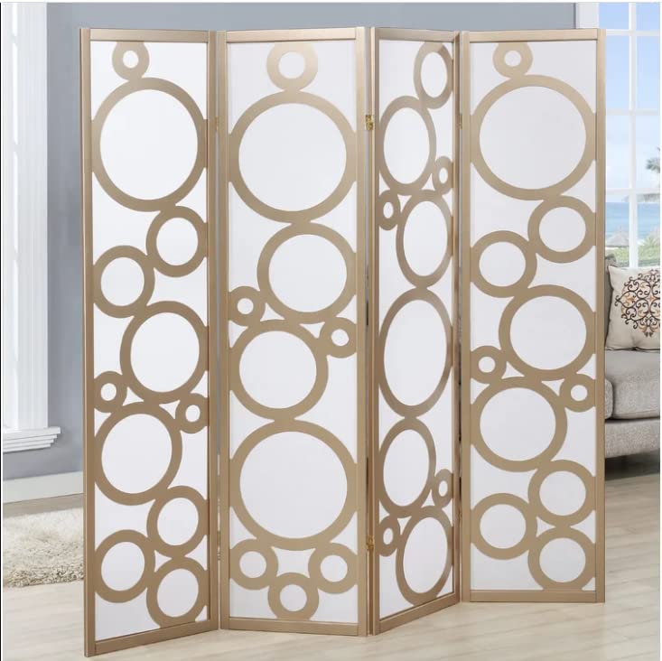 Wooden Partition/Room Divider/Office Partition/Foldable Partition/Panel 4 / Screen Separator/Size - 18x72 (Inch) (Gold)-image-20