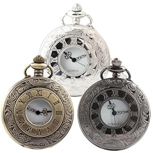 Taschenuhr, 3 Stück Vintage Taschenuhr mit Kette, Retro Quarz Taschenuhr Arabisch Ziffern Quarz Taschenuhr für Männer Frauen Vater Opa Geburtstag Jahrestag