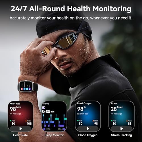 Smart Watch for Women Men, 1.85" HD AMOLED Fitness Tracker (Answer/Call) with 24/7 Heart Rate/Sleep/SpO2 Monitor for iPhone & Android, 120+ Sports Modes Smartwatch with IP68 Waterproof, 2 Bands - Image 6