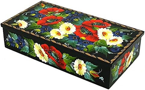 Decorative Box Souvenir Handmade Jewerly Wooden Painted Petrikivka Ukrainian "Flowers" for women