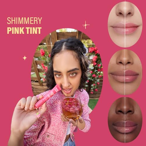 Image of Plum BodyLovin' Gossippin' Ginger Ale Glassic Lip Balm | Coral Pink Shimmer Gloss Tint | Hydrating Lip Balm with Hazelnut Oil, Ceramides & Hyaluronic Acid | Moisturizes Dry & Chapped Lips | 10 g