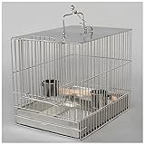Cage à oiseaux La cage de baignade d'oiseau d'oiseau en acier inoxydable avec une tasse de nourriture et des bâtons peut être portable adapté aux cockatoès d'oiseaux de petite et moyenne taille Canari