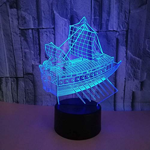 HPBN8 Ltd 3D Schiff Lampe USB Power 7 Farben Amazing Optical Illusion 3D wachsen LED Lampe Formen Kinder Schlafzimmer Nacht Licht.