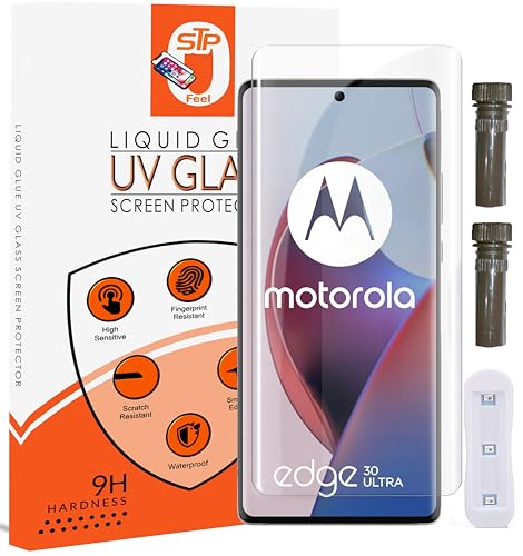 Image of STP FEEL (Pack of 2 Premium Curved UV Tempered Glass for Motorola Edge 30 Ultra (6.7 Inch) Advanced Border Less Full Screen Coverage Screen Protector Guard with Installation Kit