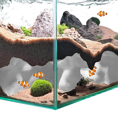 3Dプリントされた水族館洞窟トンネル装飾爬虫類コーナー洞窟 - 魚タンク装飾Pleco,エビ&Corydorasのための自然魚の隠れ場。沈没基地&視野ポート。基板に優しい装飾 (White)