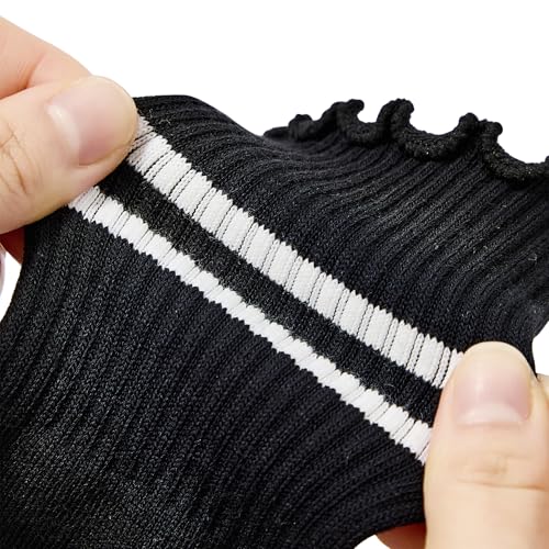 Image of American Trends Pilates Crew Socks for Women with Grips, Non Slip Ruffle Sock for Yoga Barre and Workout