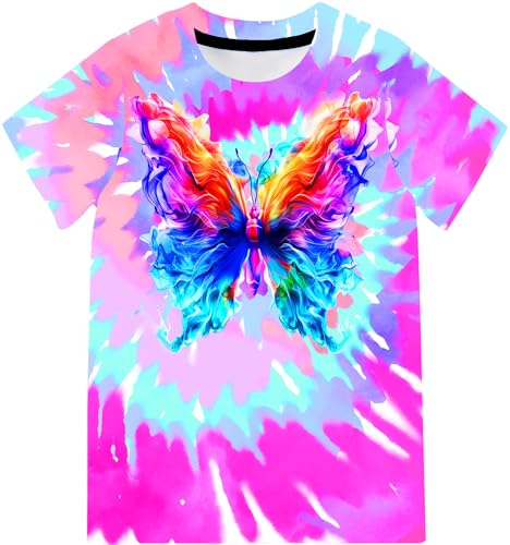 Tie Dye T Shirts Girls Size 8 9 Neon Shirts Kids Tie Dye Shirt Butterfly Purple Pink Blue Neon Shirt Tops for School Summer