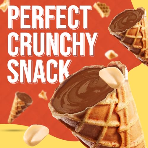 BeeMax Tiny Bites Peanut Butter Mini Waffle Cones - 4.24 oz Bag (Pack of 2) - Crispy Waffle Cones Filled w/Belgian Peanut Butter Chocolate - Bite-Sized Snacks for Parties, Lunchboxes & Dessert Boards