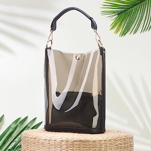 Semi-Clear Handbags, Jelly Transparent Clear Beach Shoulder Bag, 2 in 1 Bag3