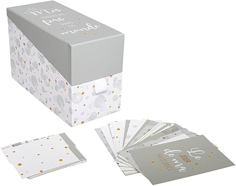 Atmosphera Boite De Naissance Grise Pour Photos Avec Cartes Etape Et Intercalaires Souvenirs De Bebe Amazon Fr Bebe Et Puericulture