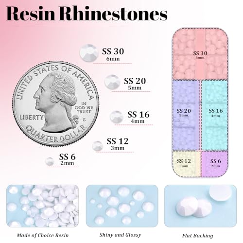 Image of Resin Rhinestones for Crafting with 3Pcs 10ml B7000 Jewelry Glue, 1 Box White Flatback Gems Crystals Diamond for Bedazzling Crafts DIY Nail Art Makeup, Gems for Clothing Tumblers Shoes