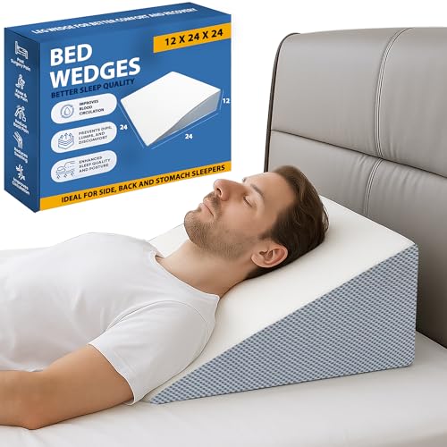 Treaton, Elevated Bed Wedge Pillow for Back Support, Acid Reflux,