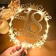 Tortendeko 18 Geburtstag Mädchen, Cake Topper Holz mit LED, 18. Geburtstag Junge Mädchen Kuchendeko Geburtstagsdeko Tischdekoration Deko