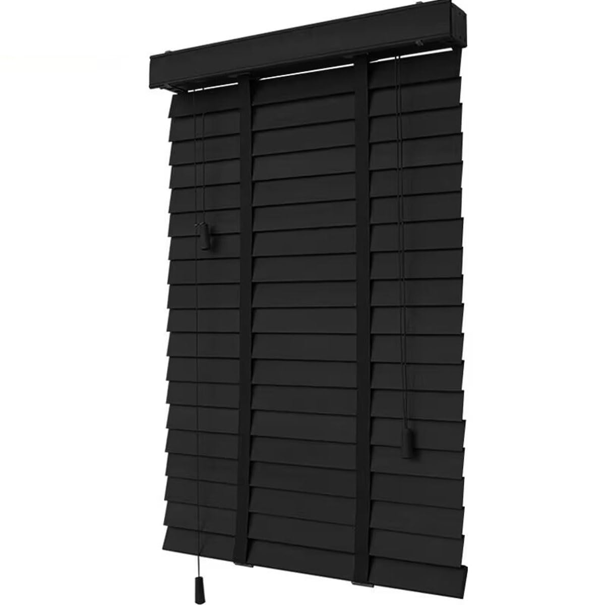 generisch Holzjalousien Jalousie Schwarz Echtholz Jalousette Für Fenster W 30 45 60 75 90 100 115 130 145 160cm Horizontale Jalousien 50 mm Lamellen Wand- und Deckenmontage(140W x 210cm H)