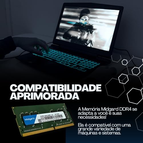 Memoria Midgard 8GB (1X8GB) DDR4 SODIMM 3200MHZ CL22 1,2V Para Notebook Laptop