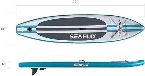 Miniatura 5 de Savvycraft Tabla de remo inflable de pie de 11 x 30 x 6 pulgadas, SUP para jóvenes y adultos, accesorios ISUP paleta ajustable, bomba de doble