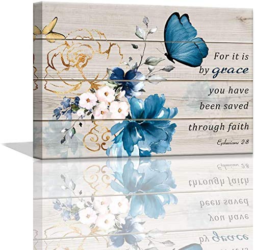 Butterfly Decor Bible Verse Inspirational Wall Art Canvas Christian Home