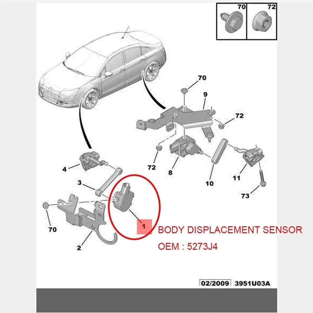 Sensor de altura suspensión trasera/Ajuste for Peugeot 508 / Ajuste for Citroen C5 C6 SENSOR DE ALTURA DEL FARO 5273J4 5273J9(5273J9 Back)
