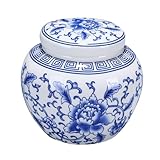 JECOMPRIS Tarro de Cerámica Azul para Almacenar Té, Frasco Hermético con Tapa, Pequeño y Decorativo para Cocina y Organización de Alimentos