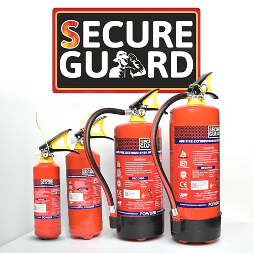 Image of Secure Guard ABC Powder Type 6 Kg Fire Extinguisher Pack of 8 Red Premium Fire Extinguisher ISI Mark with Wall Mount Hook for Home, Kitchen, Office, School and Industrial Use