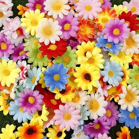 Invalidism 100 PCS Colourful Artificial Daisy Flowers Cover