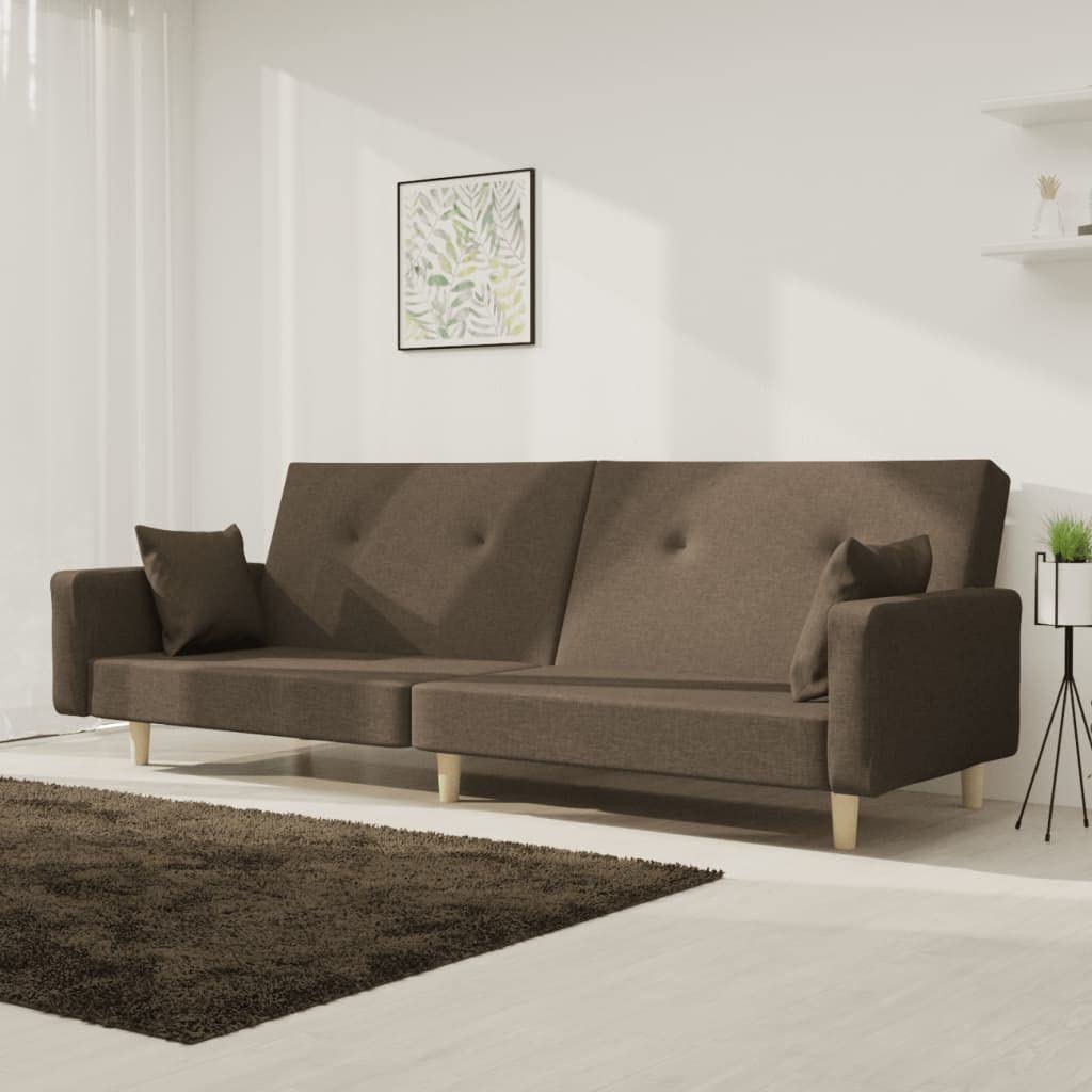 Sofá cama de 2 plazas color topo 220 x 84,5 x 69 cm de tela y marco de madera, diseño moderno, sofá plegable para salón, habitación de invitados, oficina