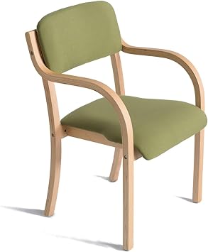 Solid Wood Dining Chairs with Arms Kitchen Chair Upholstered Living Room Armchair with Backrest Modern Office Leisure Lounge Reception Cafe Chairs Accent Armrests Max Load 150kg  Color Green